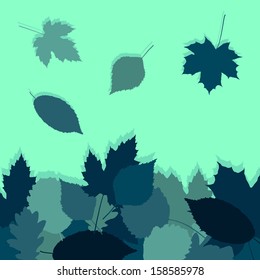 Autumn leaves in moonlight vector background concept