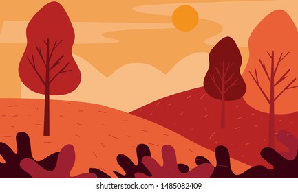 Autumn Leaves with mountain background