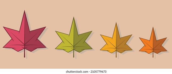 Autumn leaves multicolor, simple cartoon flat style, isolated vector illustration.