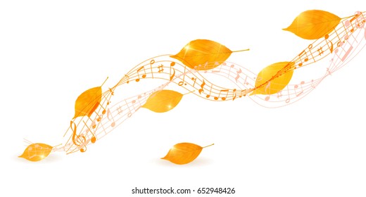 Autumn leaves music score background