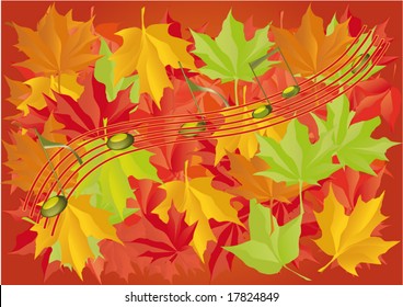 autumn leaves and musical notes
