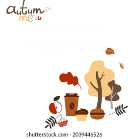 Autumn leaves, nature, trees, food, drink lettering card