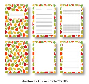 Autumn leaves notebook cover, lined pages set. Fall leaf cute pattern with copy space gridded sheet template for annual notepad brochure copybook diary. Tree foliage planner booklet journal print