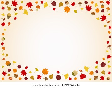 Autumn leaves and nuts background material