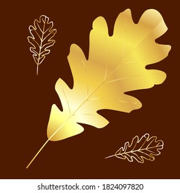 Hojas de otoño. Ilustración vectorial de la hoja de roble en un fondo de frente aislado. Un símbolo de otoño, cosecha, herbaria, lluvias y hojas caídas. Usar como silueta como logotipo, un elemento de impresión. 