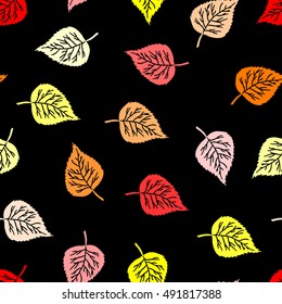 Autumn leaves on a black background