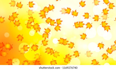 a lot of autumn leaves on a bokeh background