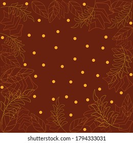 Autumn leaves on a brown background in a vector illustration