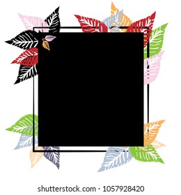 Autumn leaves on a postcard. Empty frame. Vector illustration