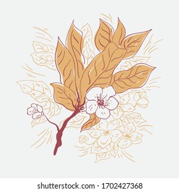 autumn leaves on white background