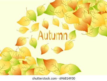 Autumn leaves on a yellow background