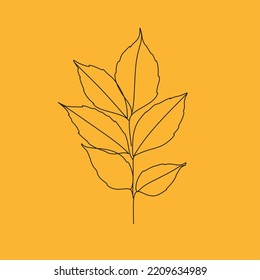 Autumn leaves one line illustration. Simple hand drawn sketch vector illustration. Leaves logo modern minimalist