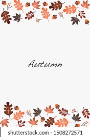 Autumn leaves orange, brown and grey color vector background.