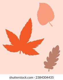 Autumn leaves, orange leaf, autumn leaf vector illustration, suitable for social media and print material and banners and posters, autumn advertising tool, good for educational content, abstract art