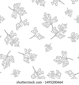 Autumn leaves or parsley seamless pattern for textile, wallpapers, gift wrap and scrapbook. Vector illustration.
