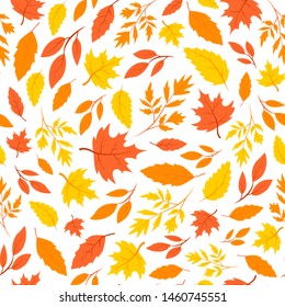 Autumn  leaves  pattern background. Element for print, poster, game, flyer, T-shirt, site design or other design project. Vector illustration.