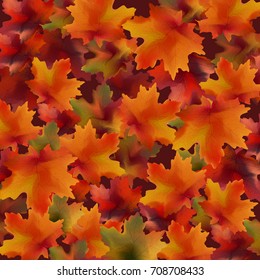 Autumn leaves pattern background. Realistic Vector illustrations