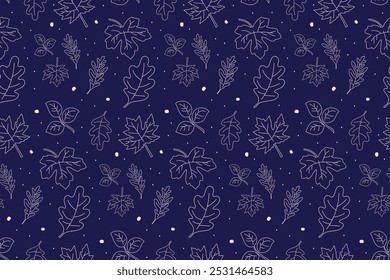 autumn leaves pattern blue vector design isolated background