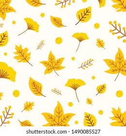 Autumn leaves. Autumn leaves pattern. Botanical background with leaves. Seamless leaves pattern background.