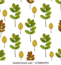 Autumn leaves pattern. Can be used as a seamless pattern on packaging, fabric, postcards