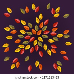 Autumn leaves pattern. Colorful fall leaves. Vector illustration. Autumnal background 