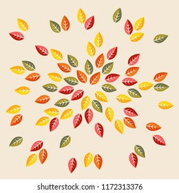 Autumn leaves pattern. Colorful fall leaves. Vector illustration. Autumn background. 