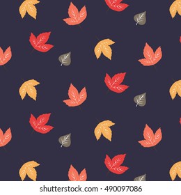 Autumn leaves pattern. Fall leaf background. Vector illustration.