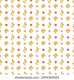 Autumn leaves pattern with leaves and flowers vector