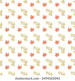 Patrón de hojas de otoño con hojas y flores Vector