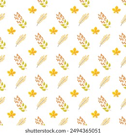 Autumn leaves pattern with leaves and flowers vector