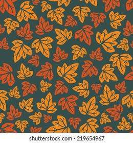 Autumn leaves pattern. Hand-drawn seamless pattern. Vector illustration
