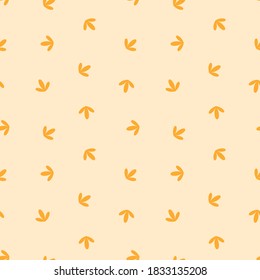 Patrón de hojas de otoño. Ilustración de hojas naranja otoñales dibujadas en un estilo plano sobre un fondo marrón claro. Vector 8 EPS.