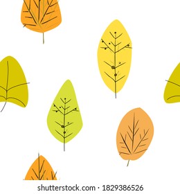 Autumn leaves pattern on white background.