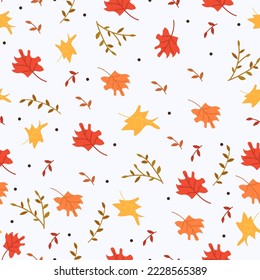 Der Herbst hinterlässt Muster auf weißem Hintergrund.  Perfekt für Wallpaper, Wickelpapiere, Musterfüllungen, Textilien, Herbstgrußkarten, Heimdekor, Hobby, Einladung. Vektorgrafik.