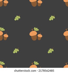 Autumn leaves pattern, seamless pattern with acorns, autumn, fall pattern, oak leaves, acorn vector	