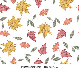  Autumn leaves pattern, seamless background