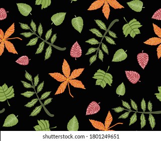 Patrón de hojas de otoño, fondo sin soldadura
