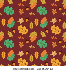 Autumn Leaves Pattern Seamless Background for Fall Decor, Textile, and Wallpaper Designs