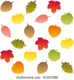 Autumn leaves pattern. Seamless background can be created. Isolated vector illustration on white background.