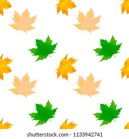 Autumn leaves pattern. Seamless pattern of maple leaves