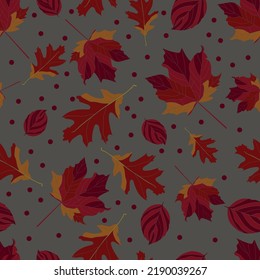Autumn leaves pattern. Seamless vector graphics