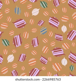 Autumn leaves pattern. Seamless vector texture on mustard yellow background. Woven technic imitation. Print for textile wrapping, cosmetics, wallpaper.