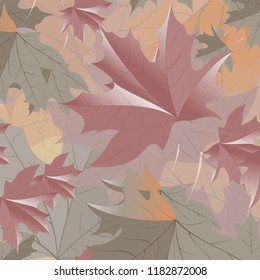 Autumn leaves. Pattern, vector background. Leaves of maple. Design for wallpaper, fabric.