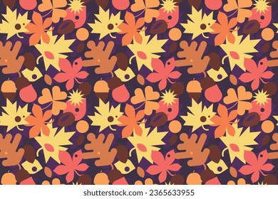 Autumn leaves pattern in warm colors