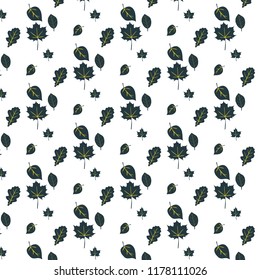 Autumn leaves pattern white background.