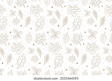 autumn leaves pattern white brown vector design isolated background