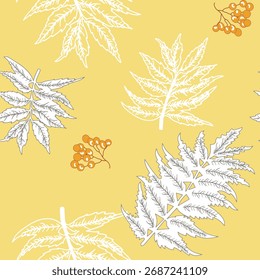 Autumn Leaves Pattern with yellow background