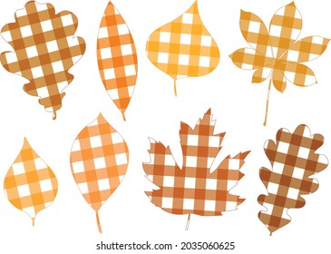 Autumn leaves plaid print silhouette vector illustration
