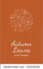 Autumn leaves postcard design template