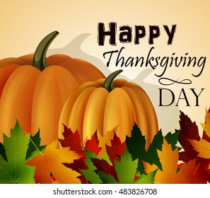 Autumn leaves and pumpkins